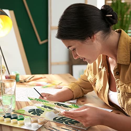 ARTEZA Monstera Paint by Numbers for Adults, 12 x 16 in, 21-Piece Kit - Image 7