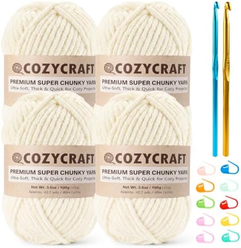 Chunky Chenille Yarn Kit Size 6 for Crocheting Knitting Handcraft Weaving by OUFANPU