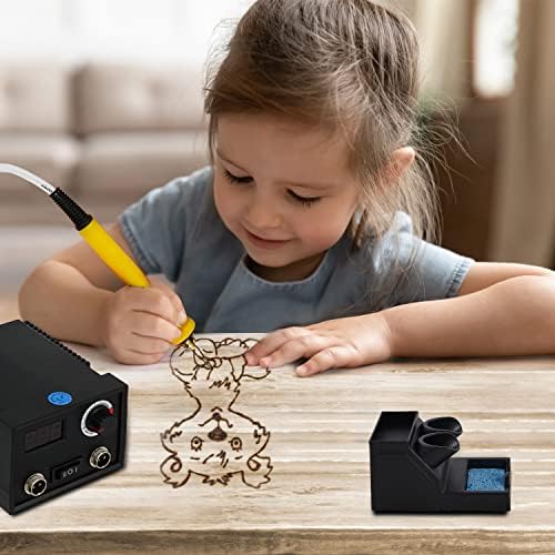 Wood Burning Kit Temperature Adjustable Pyrography Machine,Wood Burning Tool, 60W Digital Wood Burner with 30PCS Pyrography Wire Tips for Wood, Leather, Gourd - Image 2