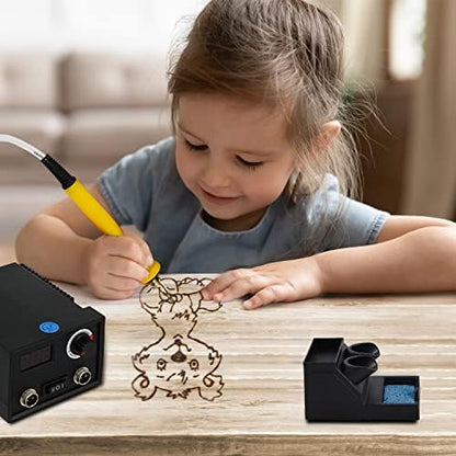 Wood Burning Kit Temperature Adjustable Pyrography Machine,Wood Burning Tool, 60W Digital Wood Burner with 30PCS Pyrography Wire Tips for Wood, Leather, Gourd - Image 2