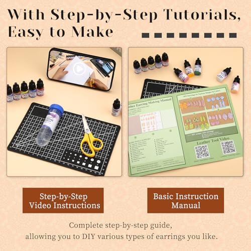 Leather Crafting Kit Leather Earrings Making Kit with Step-by-Step Tutorial - Image 4
