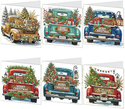 LAKEQUILL DIY Diamond Art Cards Kit, 6 Packs Diamond Painting Cards, Diamond Art Cards with Envelope for Christmas Birthday Thanksgiving Day Holiday (Xmas Truck) by Unknown