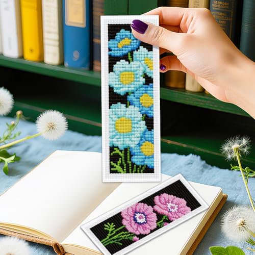 ORIGACH 6 Set Anemone Flower Cross Stitch Bookmark Kit for Beginner - Image 5