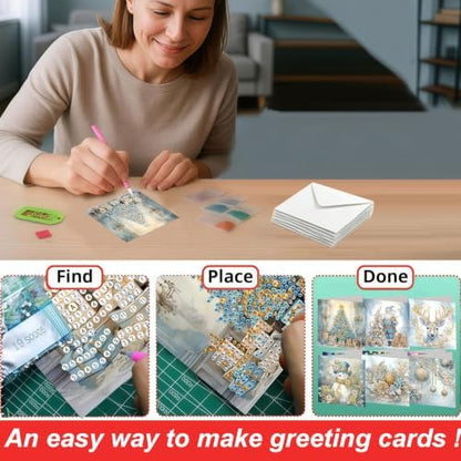 DDGYP 6 Pack Christmas Diamond Art Cards for Adults with Envelopes - Image 4
