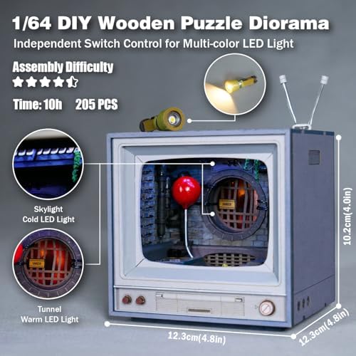 DIY Book Nook Kit, Dollhouse Miniature, Booknook Bookshelf Insert Decor Alley 3D Wooden Puzzle, Bookends Model Building Kit with LED Light, Gift for Teens and Adults, Sewer Shadow - Image 2