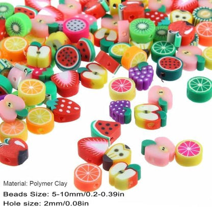 100pcs Mixed Fruit Polymer Clay Spacer Beads for Women Jewelry Making DIY Bracelet Necklace Hair Clip Accessories (Fruit) - Image 3