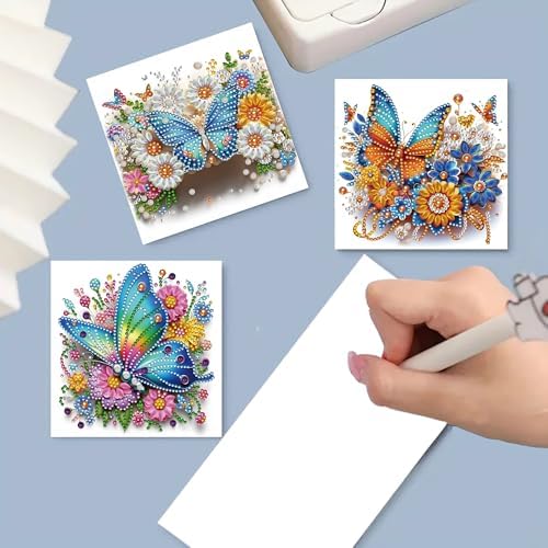 MaiYiYi 6 Packs DIY Butterfly Diamond Art Greeting Cards Kit - Image 3