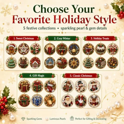 6 Pcs Christmas Pearl Diamond Art Ornament Kit for Adults (A5pc) - Image 3