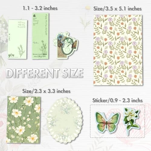 OKUPAN Scrapbook Supplies Kit – 100Pcs Vintage Floral Scrapbook Paper & Junk Journal Stickers, Journaling Supplies for Bullet Journaling, Retro Crafts, Mixed Media, Planner, Collage Card Album (Green) - Image 7