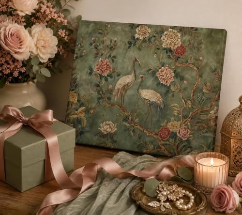 Heron Floral Paint by Numbers Kit for Adults Framed Canvas, Frameworkless - Image 2