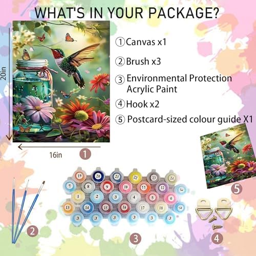 Arttoplus Hummingbird Paint by Numbers Kit for Adults Beginner 16x20 inch - Image 2