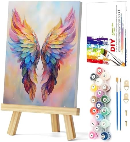 Gemozaic Framed Paint by Numbers Kit for Adults with Easel - Angel Wing by Gemozaic