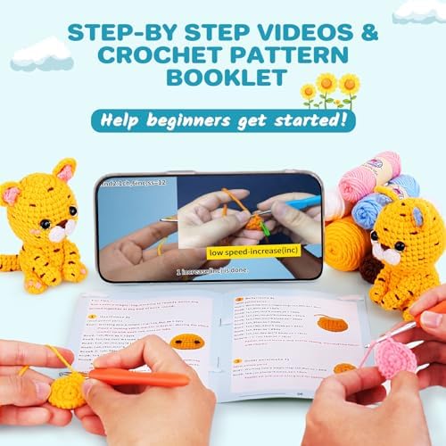 Crochetta Crochet Kit for Beginners, Crochet Starter Kit w Step-by-Step Video Tutorials, Beginner Crochet Kit for Adults Kids Women Men Complete Kit Included (2 Axolotls) - Image 2