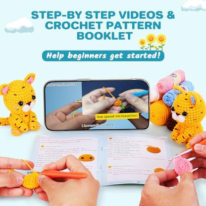 Crochetta Crochet Kit for Beginners, Crochet Starter Kit w Step-by-Step Video Tutorials, Beginner Crochet Kit for Adults Kids Women Men Complete Kit Included (2 Axolotls) - Image 2