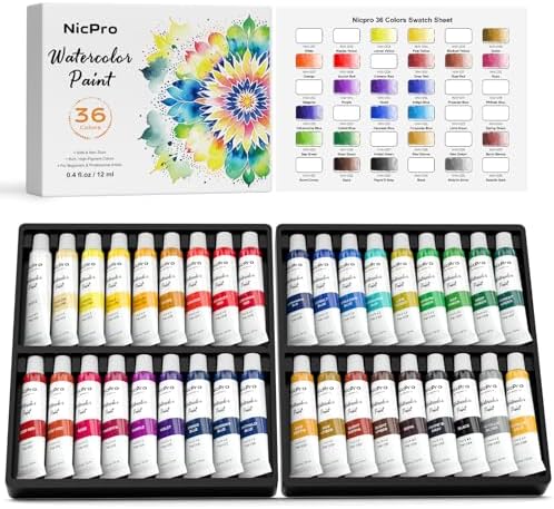 Nicpro Watercolor Paint Set for Adults, 36 Colors Watercolor Paint Tube by Nicpro