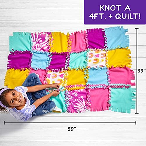 Made By Me Easy-to-Knot Quilt Making by Horizon Group USA, Create a 59” x 39” Fleece Quilt, No Cutting or Sewing Necessary, Includes 20 Fabric Squares & Felt Embellishments, Learn 4 Ways to Knot - Image 6