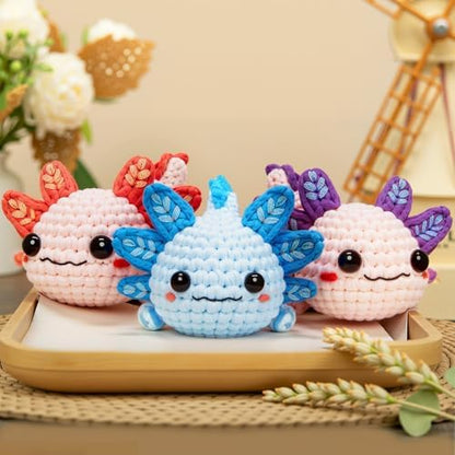 Mewaii Crochet Kit for Beginners, 3 Pack Axolotl Craft Set - Image 7