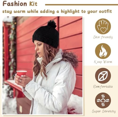 Maasechs Knitting Kits for Beginners Adults Complete Hat Knit Set with Yarn Bamboo Needles Starter Crochet Kit with Full Knitting Crochet Accessories for Women and Men(Black) - Image 6