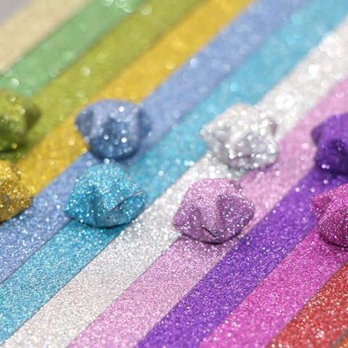 18 Colors Origami Star Paper Strips, Glitter Origami Stars Paper DIY Paper Star Strips Origami Star Decoration Paper Strips for DIY Handcrafts, 360 Sheets Crafts - Image 5