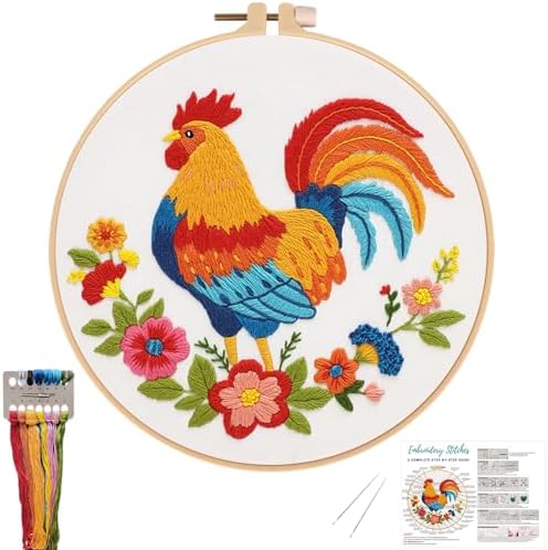 Nuberlic Embroidery Kit for Beginners, Rooster Needlepoint kit by Nuberlic