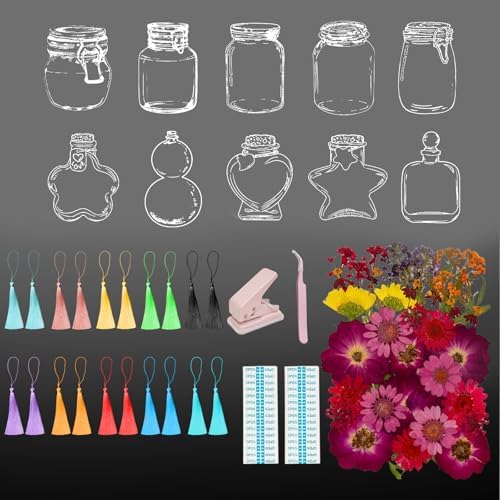 104Pcs Transparent Dried Flower Bookmarks, Dried Flower Bookmark Kit, Handmade DIY Bookmarks for Pressed Flowers, Thousand Flower Bookmark for Kids Women Men, Book Lovers by Artlaza