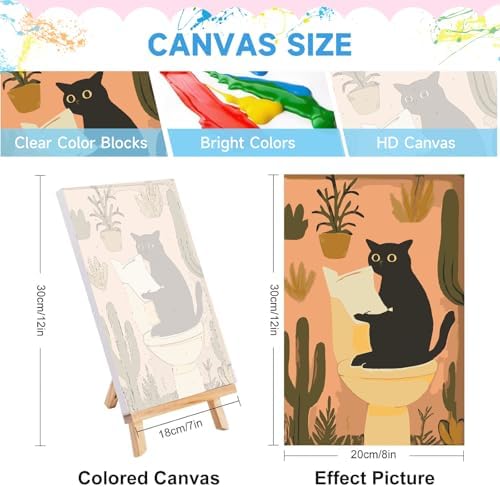 JULOUYN 4 Pack Black Cat Adult Paint by Number Kits with Framed 8x12 in - Image 2