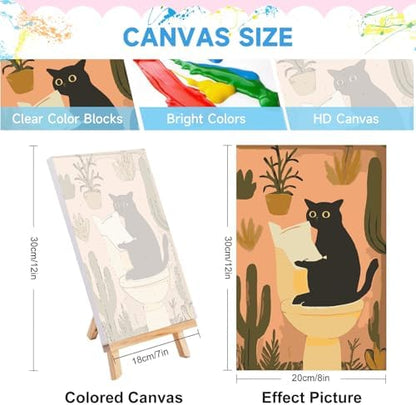 JULOUYN 4 Pack Black Cat Adult Paint by Number Kits with Framed 8x12 in - Image 2