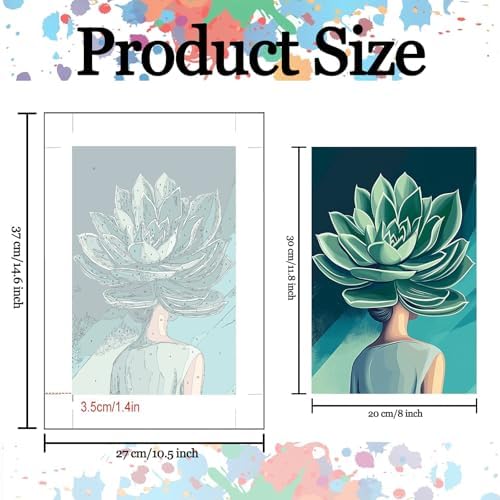 6 Pack Paint by Numbers Kit for Adults, Abstract Plant Woman Adults' Paint-by-Number Kits for Beginner Acrylic On Canvas Green Plant DIY Oil Painting Kit for Gift Home Decor 8x12 Inch (Frameless) - Image 3