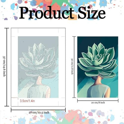 6 Pack Paint by Numbers Kit for Adults, Abstract Plant Woman Adults' Paint-by-Number Kits for Beginner Acrylic On Canvas Green Plant DIY Oil Painting Kit for Gift Home Decor 8x12 Inch (Frameless) - Image 3
