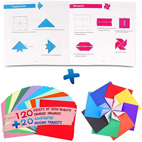 Origami Kit for Kids Ages 5-8, 10 Color Double Sided, 120 Sheets with Book - Image 2