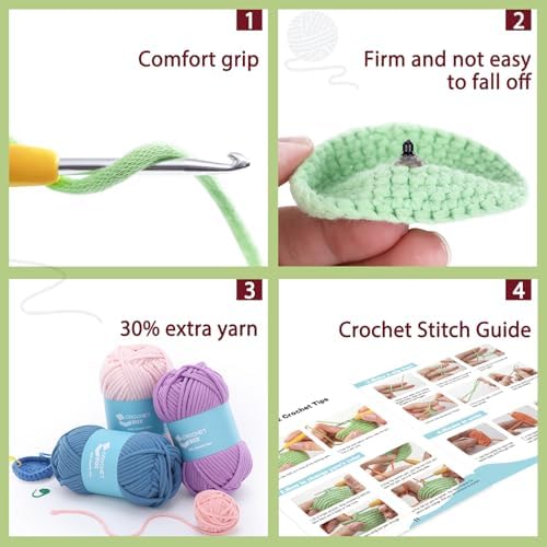 CrochetBox 3 PCS Dinosaur Crochet Kit for Beginners, Adults and Teen - Image 5