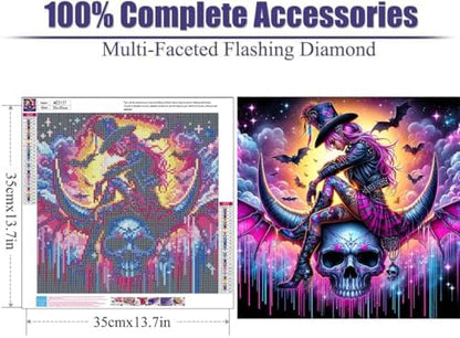 Lophomie Diamond Art Kits for Adults, 5D Witch Skull Diamond Painting Kits - Image 5