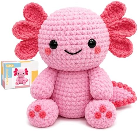 CODGP Crochet Kit for Beginners, 11-Inch Axolotl Crochet Kit for Adults by CODGP