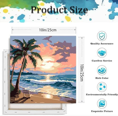 Paint by Numbers Kit for Adults,Beach DIY Paint by Number With Frame - Image 3