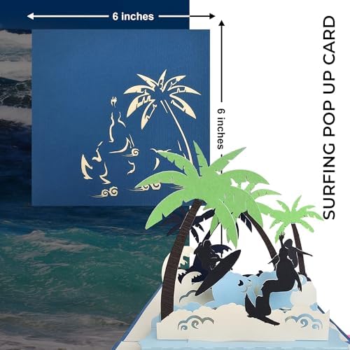 iGifts And Cards Surfing Adventure 3D Pop-Up Card – Big Wave Surprise 6 x 6 - Image 7