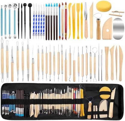 Pottery Clay Sculpting Tools Set, 61 Pcs by DF+DUALFERV