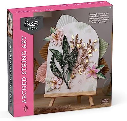 Craft Crush DIY String Art Craft Kit - Floral Interior Design DIY Activity for Teens & Adults - Complete String Art Kit with Embroidery Thread, Foam Canvas, Metal Pins, Wooden Easel - Ages 13+ by CraftCrush