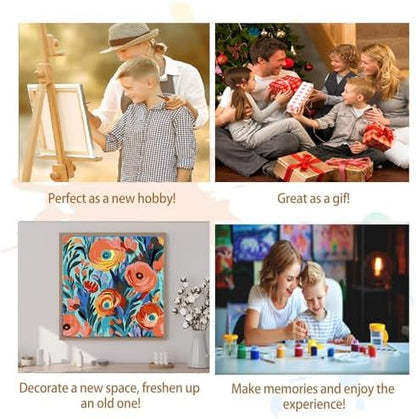 Artunion Framed Paint by Numbers Kit for Adults Beginners & Kids Ages 8-12,Red Flowers Paint by Number with Frame,Floral Paint by Numbers Kit on Canvas 10 * 10 Inch Without Easel - Image 7