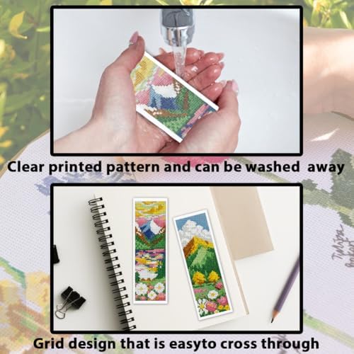 ACRNIGHEET 6PCS Cross Stitch Bookmark Kit for Beginner Stamped Cross Stitch Kits for Adults Mountain Fields DIY Embroidery Bookmark Kits Needlepoint Kit with Instructions Craft Gift 8.5''x3'' 11CT - Image 3