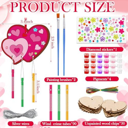 JellyArch Valentines Heart 30 Pack DIY Wind Chime Kit Art and Crafts - Image 3