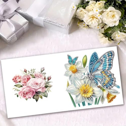 jinglinhh 6pcs Moon Peach Blossoms Owl Butterfly Flowers Diamond Art Painting Greeting Cards with Envelopes, DIY Card Making Kits for Adults, Diamond Art Postcards Holiday Cards Craft Gifts - Image 6