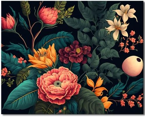 Colorful Flowers Adults' Paint-by-Number Kit - Beautiful Botanical Art on Canvas - Drawing Paintwork with Paintbrushes - Floral Paint by Numbers Art Crafts, 16"x20" by TFIAVSIN