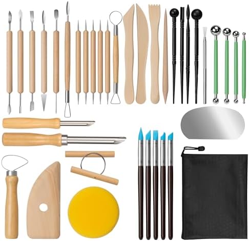 Amrules 38 Pcs Polymer Clay Sculpting Tools Kit for Adults, Light Yellow by Amrules