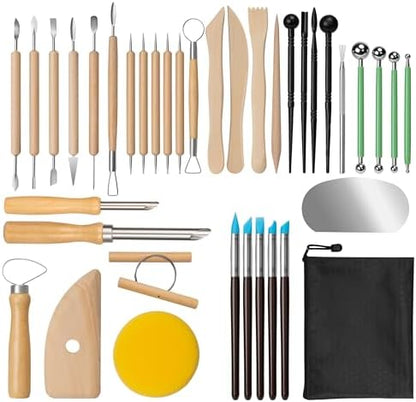 Amrules 38 Pcs Polymer Clay Sculpting Tools Kit for Adults, Light Yellow by Amrules