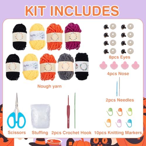 ORIGACH 4 Set Halloween Witchy Cat Crochet Kit for Beginners - Image 2