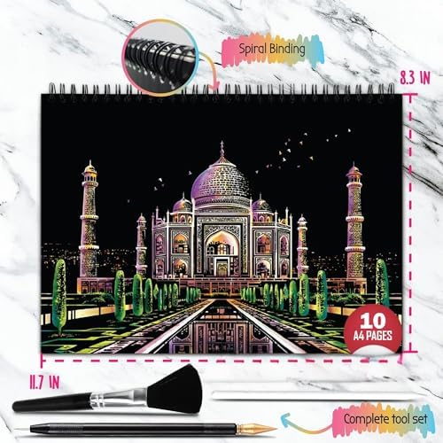 Scratch Art Book for Adults - City Series, 10 Rainbow Art and Crafts for Adults - Image 4