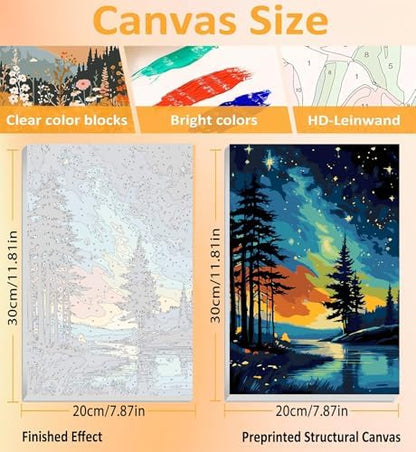 3 Pack Framed Paint by Numbers for Adult with Wooden Easel (8x12 inch) - Image 3