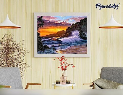 Figured'Art Paint by Numbers Kit for Adults Cliff and Waves 16"x20" - Craft Art Painting Rolled Canvas with DIY Wooden Frame - Image 4