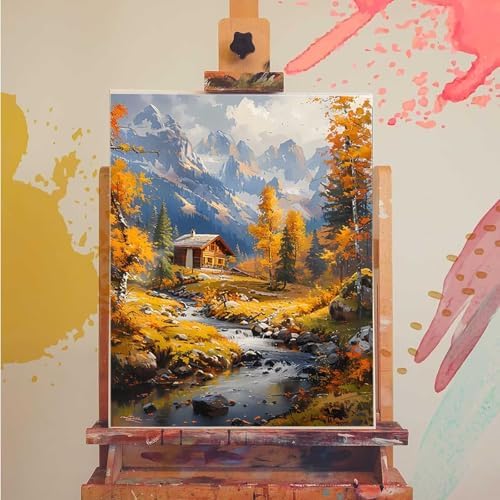 Paint by Numbers Kit for Adults Beginner, Landscape Paint by Numbers Autumn, DIY Easy Acrylic Watercolor Oil Painting Kit with Brushes, Arts and Crafts for Adult for Home Wall Decor 12x16 in 1-54 - Image 3