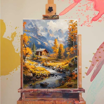 Paint by Numbers Kit for Adults Beginner, Landscape Paint by Numbers Autumn, DIY Easy Acrylic Watercolor Oil Painting Kit with Brushes, Arts and Crafts for Adult for Home Wall Decor 12x16 in 1-54 - Image 3